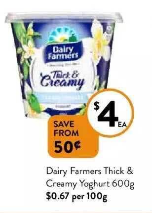 Foodworks Dairy farmers thick & creamy yoghurt offer
