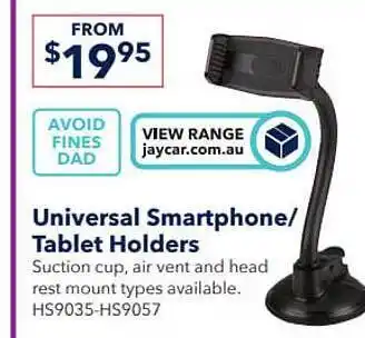 Jaycar Electronics Universal smparthone tablet holders offer