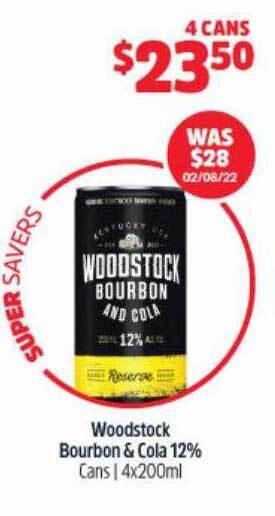 BWS Woodstock bourbon & cola 12% offer