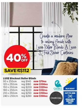 Spotlight Luxe blockout roller blinds offer