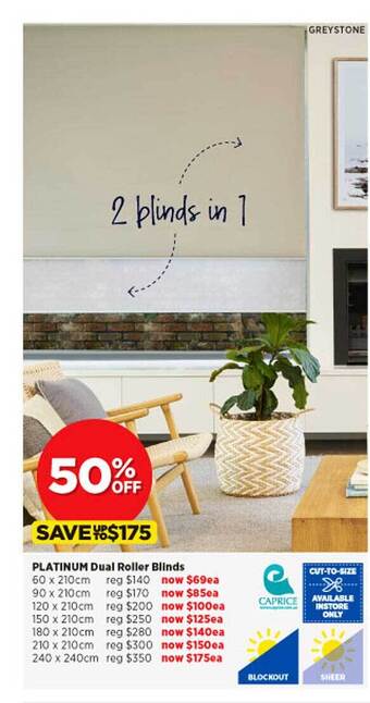 Spotlight Platinum dual roller blinds offer