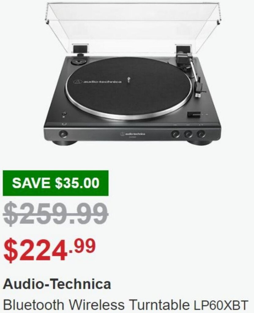 AudioTechnica Bluetooth Wireless Turntable LP60XBT offer at Costco