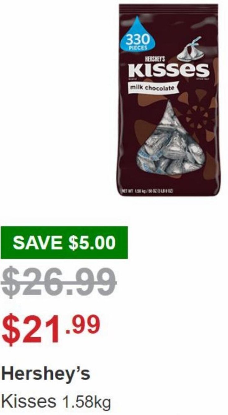 Hershey's Kisses 1.58Kg offer at Costco