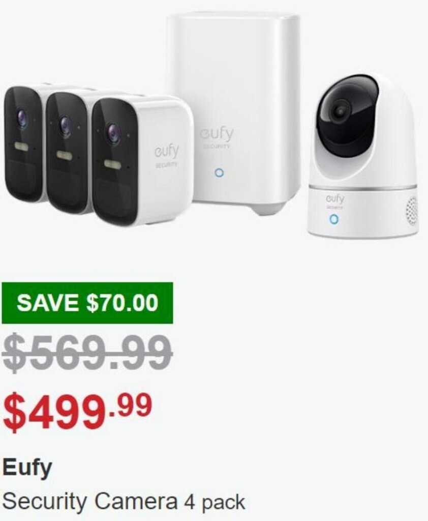 Eufy Security Camera 4 Pack offer at Costco