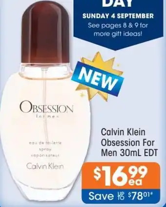 Good Price Pharmacy Calvin Klein Obsession For Men 30ml Edt offer