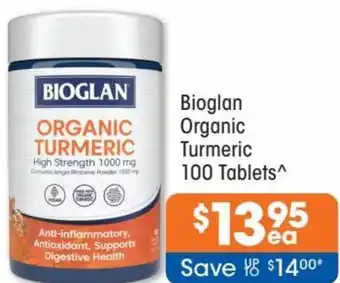 Good Price Pharmacy Bioglan Organic Turmeric 100 Tablets offer