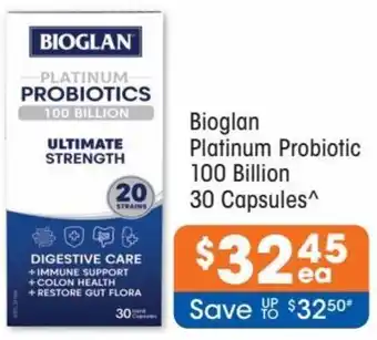 Good Price Pharmacy Bioglan Plantinum Probiotic 100 Billion 30 Capsules offer