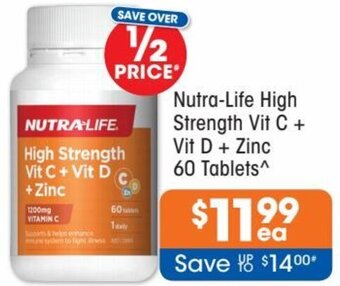 Good Price Pharmacy Nutra-Life High Strength Vit C + Vit D + Zinc 60 Tablets offer