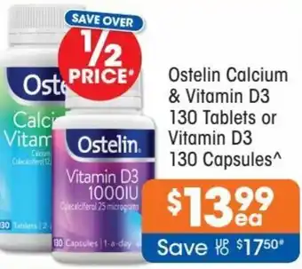 Good Price Pharmacy Ostelin Calcium & Vitamin D3 130 Tablets or Vitamin D3 130 Capsules offer
