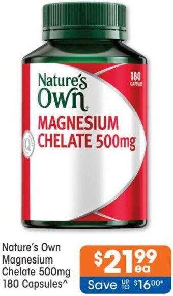 Good Price Pharmacy Nature's Own Magnesium Chelate 500mg 180 Capsules offer