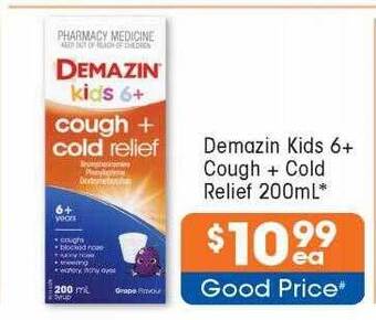 Good Price Pharmacy Demazin kids 6+ cough + cold relief 200ml offer