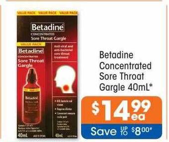 Good Price Pharmacy Betadine concentrated sore throat gargle 40ml offer