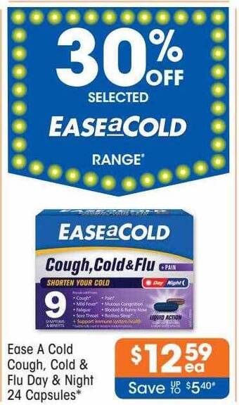 Ease a cold cough, cold & flu day & night 24 capsules