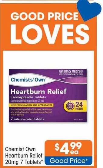 Good Price Pharmacy Chemist own heartburn relief 20mg 7 tablets offer
