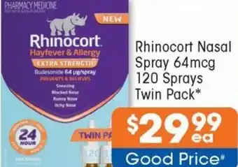 Good Price Pharmacy Rhinocort Nasal Spray 64mcg 120 Sprays Twin Pack offer