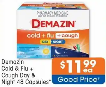 Good Price Pharmacy Demazin Cold & Flu + Cough Day & Night 48 Capsules offer