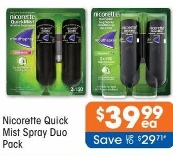 Good Price Pharmacy Nicorette Quick Mist Spray Duo Pack offer
