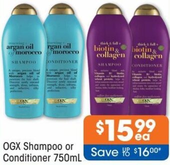 Good Price Pharmacy OGX Shampoo or Conditioner 750ml offer