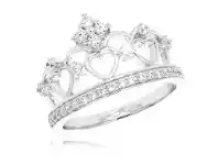 Sterling Silver Cubic Zirconia Princess Crown Ring