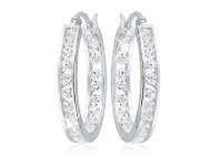 Grahams Jewellers Sterling Silver Cubic Zirconia 18mm Hoop Earrings offer