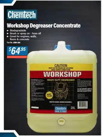 Burson Auto Parts Chemtech workshop degreaser concentrate offer
