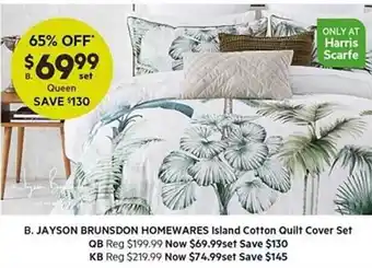 Harris Scarfe Jayson brunsdon homewares island cotton quilt cover set offer