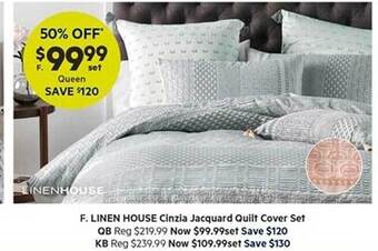 Harris Scarfe Linen house cinzia jacquard quilt cover set offer