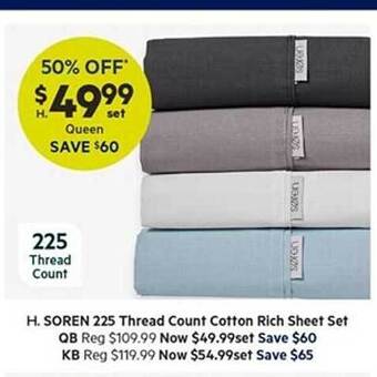 Harris Scarfe Soren 225 thread count cotton rich sheet set offer