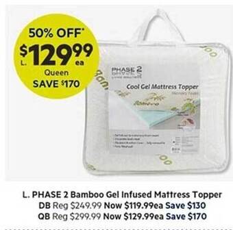 Harris Scarfe Phase 2 bamboo gel infused mattress topper offer