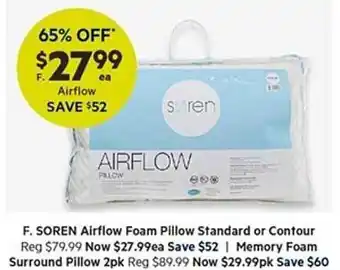 Harris Scarfe Soren airflow foam pillow standard or contour offer