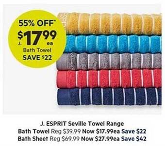Harris Scarfe Esprit seville towel range bath towel bath sheet offer