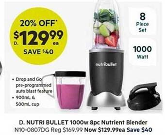 Nutri bullet 1000w 8pc nutrient blender