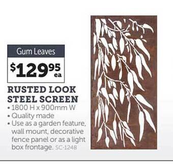 Stratco Rusted look steel screen offer