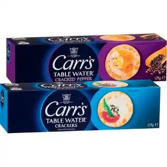 IGA Carr’s table water crackers 125g selected varieties offer