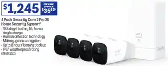 Officeworks 4 Pack Security Cam 2 Pro 2K Home Security System offer