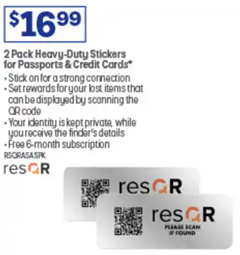 Officeworks 2 Pack Heavy-Duty Stickers For Passports & Credit Cards offer