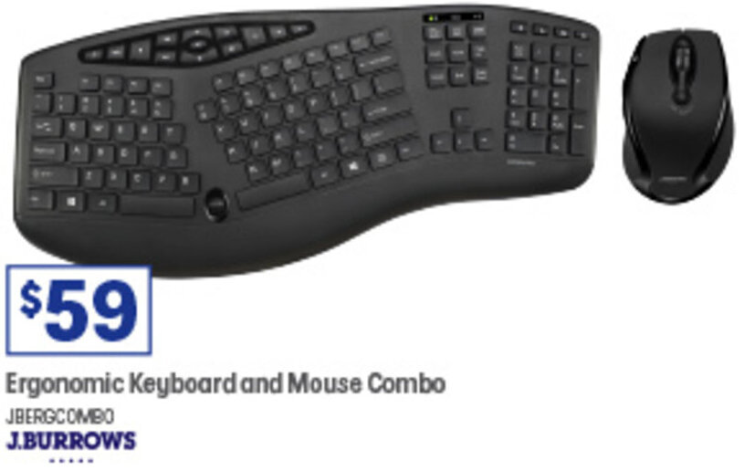 Ergonomic Keyboard And Mouse Combo offer at Officeworks