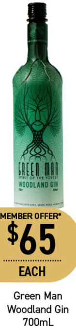 Dan Murphy's Green Man Woodland Gin 700ml offer