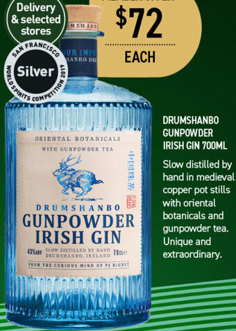 Dan Murphy's Drumshanbo Gunpowder Irish Gin 700ml offer