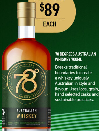 Dan Murphy's 78 Degrees Australian Whiskey 700ml offer