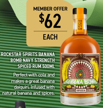 Dan Murphy's Rockstar Spirits Banana Bomb Navy Strength Spiced Rum 500ml offer
