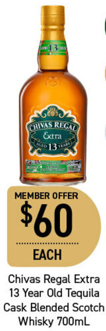 Dan Murphy's Chivas Regal Extra 13 Year Old Tequila Cask Blended Scotch Whisky 700ml offer
