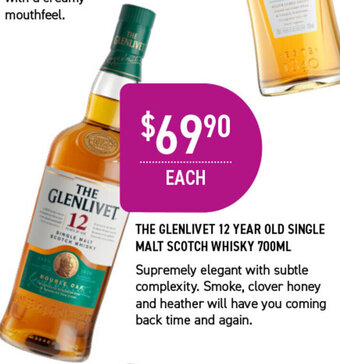 Dan Murphy's The Glenlivet 12 Year Old Single Malt Scotch Whisky 700ml offer