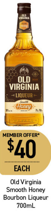 Dan Murphy's Old Virginia Smooth Honey Bourbon Liqueur 700ml offer