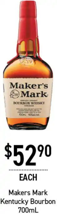 Dan Murphy's Makers Mark Kentucky Bourbon 700ml offer