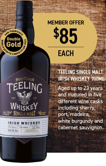 Dan Murphy's Teeling Single Malt Irish Whiskey 700ml offer