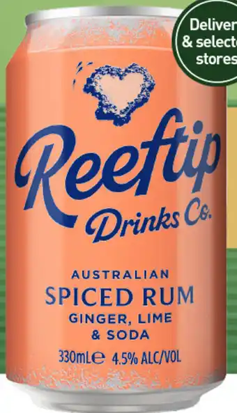 Reeftip Drinks Co Spiced Rum Ginger Lime & Soda 330ml Cans