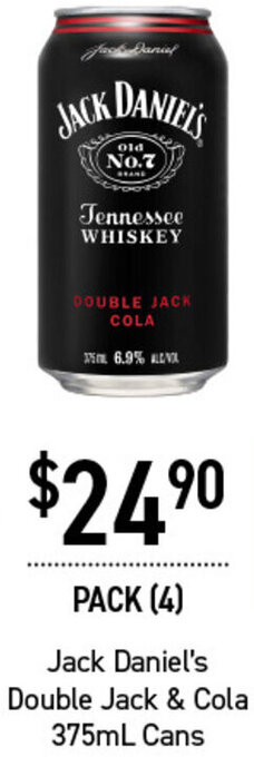 Dan Murphy's Jack Daniel's Double Jack & Cola 375ml Cans offer