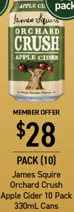 Dan Murphy's James Squire Orachard Crush Apple Cider 10 Pack 330ml Cans offer