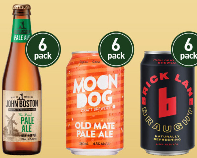John Boston Pale Ale 330ml Bottles/Moon Dog Old Mate Pale Ale 330ml Cans/Brick Lane Draught